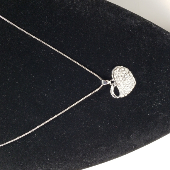Swarovski Element Heart-Shaped Crystal Pendant Necklace, Sterling Silver Overlay - Picture 12 of 13